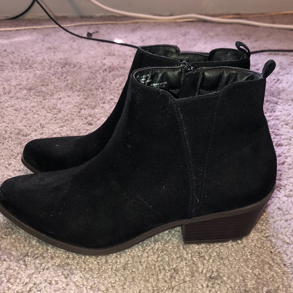 Black, ankle boots, worn twice